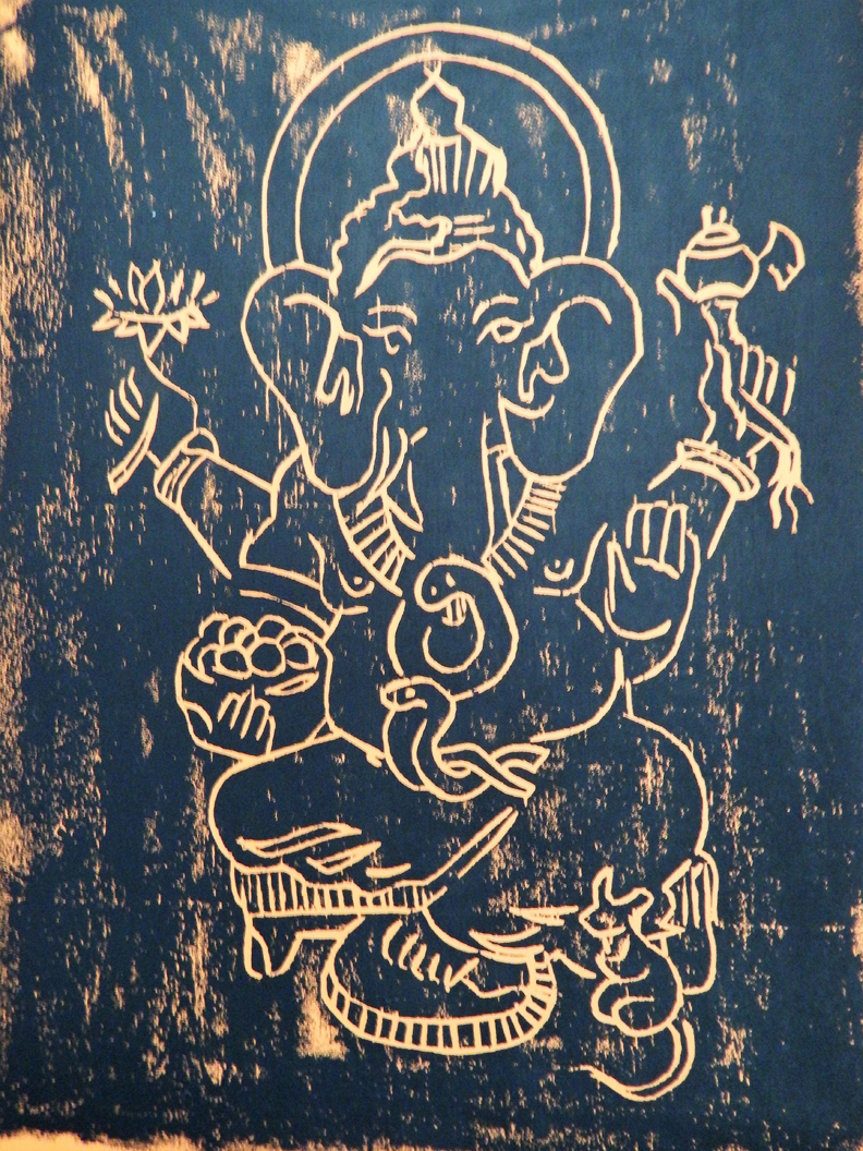 Dr. Birgit Blessing: Ganesha, Holzschnitt, DIN A4