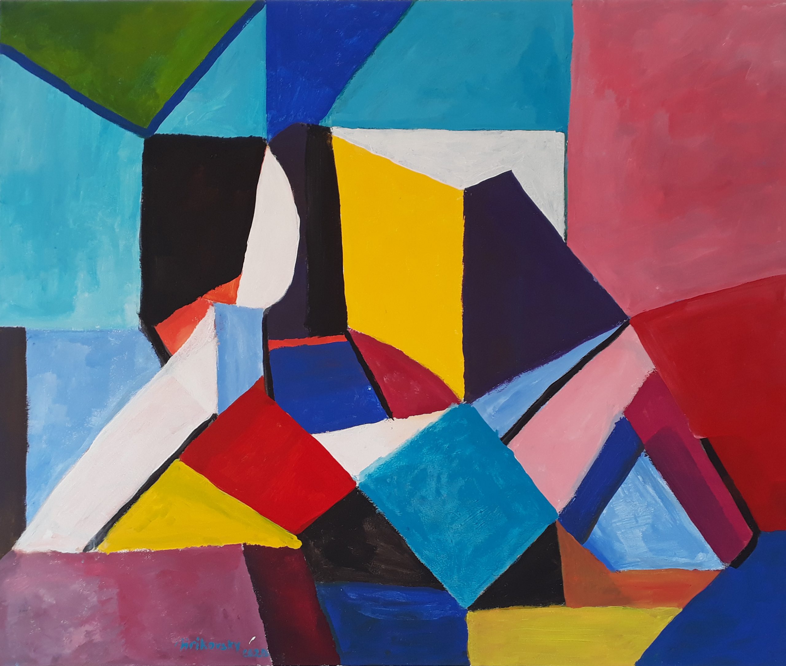 Karl Jirikovsky: Komposition 2020-5, Acryl auf Leinwand, 100 x 120 cm
