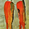 Gerhilt Braun: Zwei Damen aus zwei Haushalten, Farbige Tusche auf Papier, 60 x 40 cm