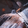 Margot Markt: Maskerade, 2021, Mischtechnik - Papier, Acryl,  Asche, Tusche auf Leinwand, 70 x 70 cm