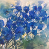 Sabine Schäfer-Gold: Blaue Blumen, Aquarell, 30 x 40 cm