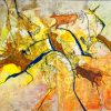 Hannelore Schulz: Hommage an die Höhlenmalerei, Acryl, Tusche und Sand, 60 x 80 cm