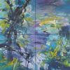 Eva Hoppert: Alles nur geliehen, Mixed Media, Acryl auf Leinwand, 80 × 80 cm (vierteilig)