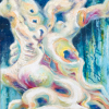 Elke Kühnel: 1000 Jahre unter andalusischem Himmelblau
gewachsen, Leinwand, Acryl, Acryltinte, Mal- und Spachteltechnik, 100 × 70 × 2 cm