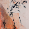 Wilhelm S. Schmitt: Dunkelblaue Linien, orangerote Flächen, Monotypie auf Papier, 40 × 30 cm