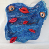 Monika Schwannauer: Aussprüche, Collage, Mischtechnik, Holz, Ton, Acryl, 45 × 42 × 10 cm