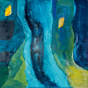 Christel Weber: Am Fluss, Acryl auf Leinwand, 60 × 60 cm