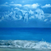 Johnie O. Williams: Mbingu yangu ya bluu (My Blue Heaven), Öl auf Leinwand, 60 × 80 × 1,5 cm