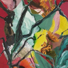 Eva Hoppert: Glückliche Momente I, Collage und Acryl auf Leinwand, 100 x 50 cm