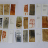 Simone Schäffer: Gestalten, Pigment, Öl, Druck, Schreibmaschine, 40 Blätter, jeweils 17 x 7 cm