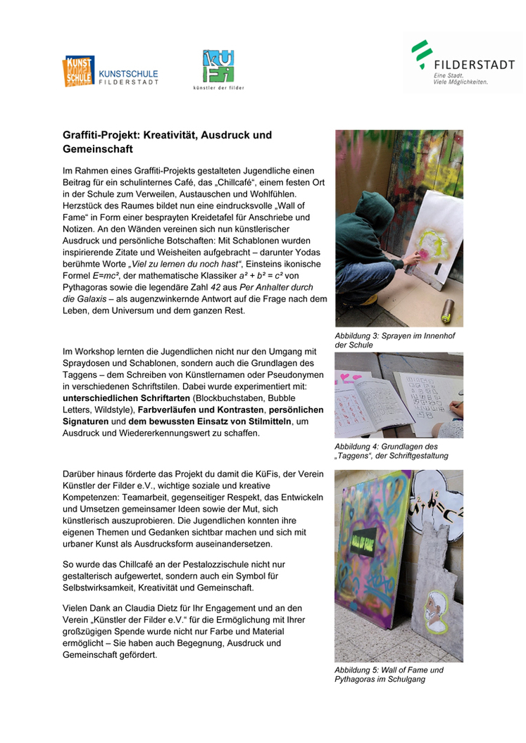 Dokument, das Projekttage einer Schule beschreibt